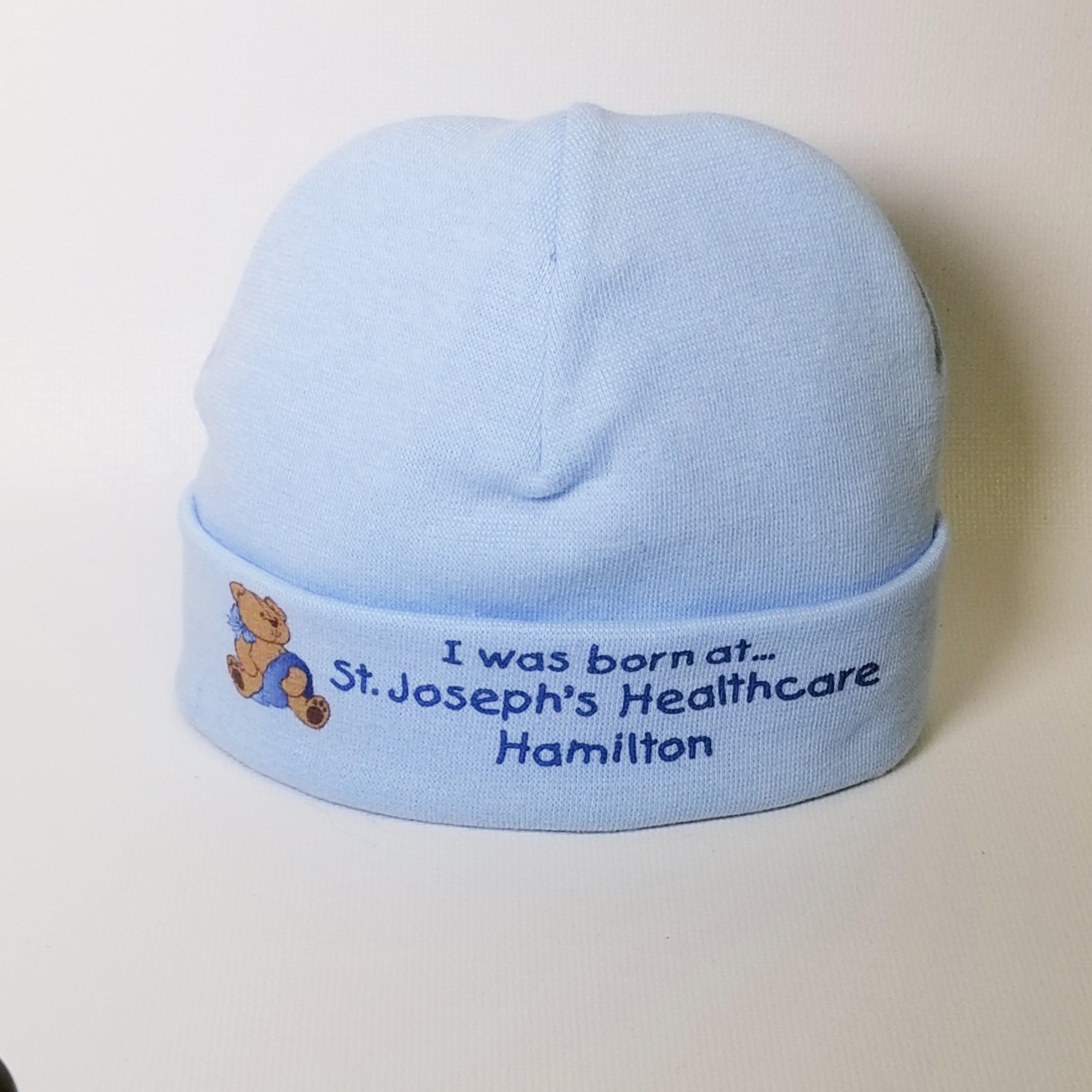 "I was born at St. Joe's" beanie